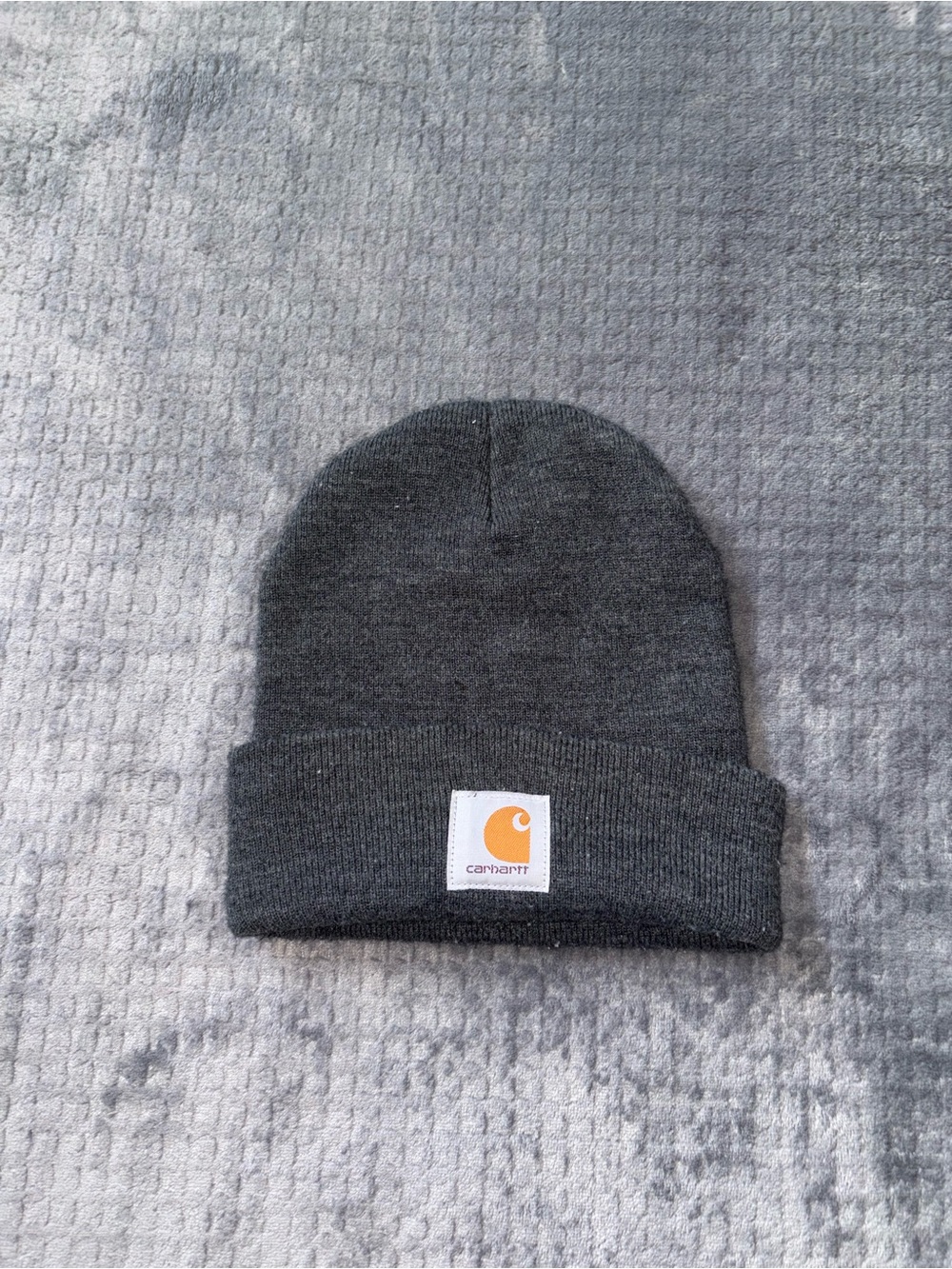 Carhartt Dark Gray Knit Cuffed Beanie with Logo Patch
